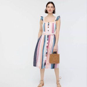 J. Crew Striped Button Down Midi Dress